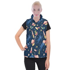 Seamless-pattern-with-funny-aliens-cat-galaxy Women s Button Up Vest by Salman4z