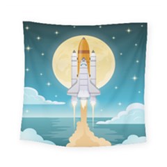 Space-exploration-illustration Square Tapestry (small) by Salman4z