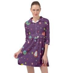 Space-travels-seamless-pattern-vector-cartoon Mini Skater Shirt Dress by Salman4z
