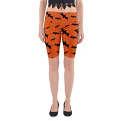 Halloween-card-with-bats-flying-pattern Yoga Cropped Leggings by Salman4z