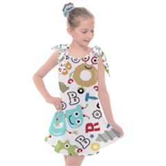 Seamless-pattern-vector-with-funny-robots-cartoon Kids  Tie Up Tunic Dress by Salman4z