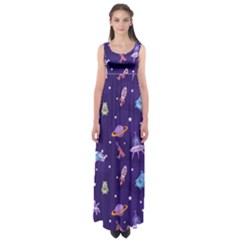 Space-seamless-pattern Empire Waist Maxi Dress by Salman4z