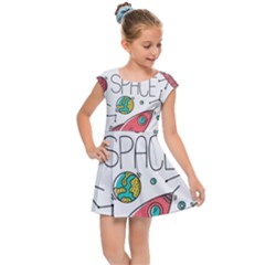 Space-cosmos-seamless-pattern-seamless-pattern-doodle-style Kids  Cap Sleeve Dress by Salman4z