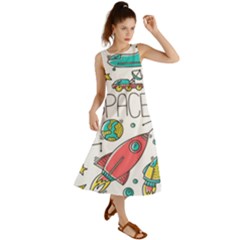 Space-cosmos-seamless-pattern-seamless-pattern-doodle-style Summer Maxi Dress by Salman4z