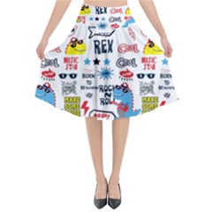 Monster-cool-seamless-pattern Flared Midi Skirt by Salman4z