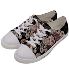 Elegant-seamless-pattern-blush-toned-rustic-flowers Women s Low Top Canvas Sneakers by Salman4z