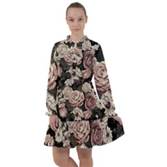 Elegant-seamless-pattern-blush-toned-rustic-flowers All Frills Chiffon Dress by Salman4z