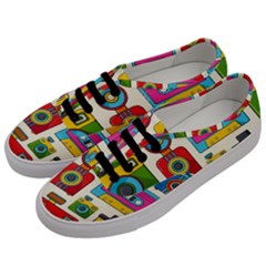 Retro-cameras-audio-cassettes-hand-drawn-pop-art-style-seamless-pattern Men s Classic Low Top Sneakers by Salman4z