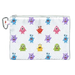 Seamless-pattern-cute-funny-monster-cartoon-isolated-white-background Canvas Cosmetic Bag (xl) by Salman4z