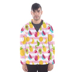 Tropical-fruits-berries-seamless-pattern Men s Hooded Windbreaker by Salman4z