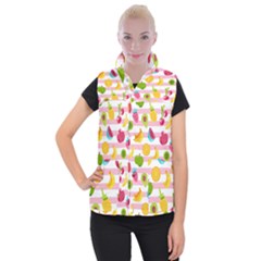 Tropical-fruits-berries-seamless-pattern Women s Button Up Vest by Salman4z