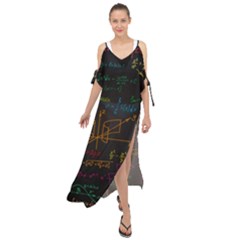 Mathematical-colorful-formulas-drawn-by-hand-black-chalkboard Maxi Chiffon Cover Up Dress