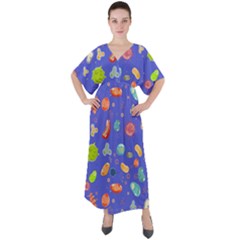 Virus-seamless-pattern V-neck Boho Style Maxi Dress by Salman4z