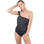 Math-equations-formulas-pattern Frilly One Shoulder Swimsuit