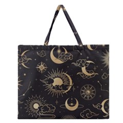 Asian-seamless-pattern-with-clouds-moon-sun-stars-vector-collection-oriental-chinese-japanese-korean Zipper Large Tote Bag by Salman4z