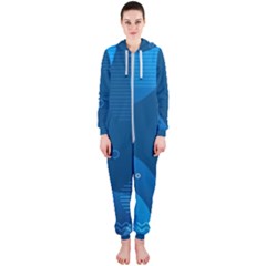 Abstract-classic-blue-background Hooded Jumpsuit (ladies) by Salman4z
