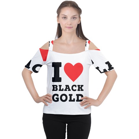 I Love Black Gold Cutout Shoulder Tee by ilovewhateva