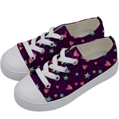 Colorful-stars-hearts-seamless-vector-pattern Kids  Low Top Canvas Sneakers by Salman4z