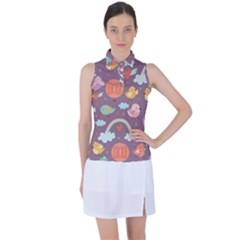Cute-seamless-pattern-with-doodle-birds-balloons Women s Sleeveless Polo Tee by Salman4z