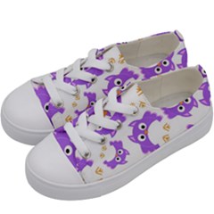 Purple-owl-pattern-background Kids  Low Top Canvas Sneakers by Salman4z