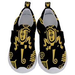Mexican-culture-golden-tribal-icons Kids  Velcro No Lace Shoes by Salman4z