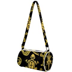 Mexican-culture-golden-tribal-icons Mini Cylinder Bag by Salman4z