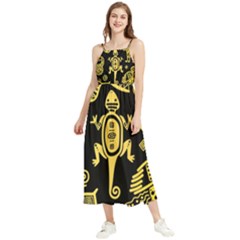 Mexican-culture-golden-tribal-icons Boho Sleeveless Summer Dress by Salman4z
