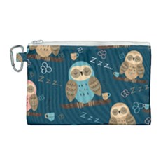 Seamless-pattern-owls-dreaming Canvas Cosmetic Bag (large) by Salman4z