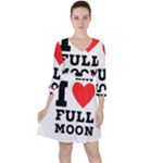 I love full moon Quarter Sleeve Ruffle Waist Dress