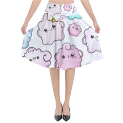 Cute-doodle-cartoon-seamless-pattern Flared Midi Skirt by Salman4z