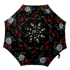 Floral-folk-fashion-ornamental-embroidery-pattern Hook Handle Umbrellas (large) by Salman4z