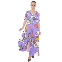 Cloud-seamless-pattern -- Waist Tie Boho Maxi Dress by Salman4z