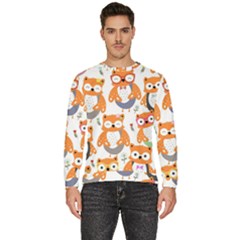 Cute-colorful-owl-cartoon-seamless-pattern Men s Fleece Sweatshirt by Salman4z