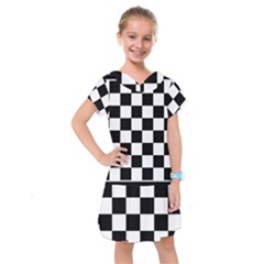 Chess-board-background-design Kids  Drop Waist Dress by Salman4z