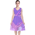 Colorful-abstract-wallpaper-theme V-Neck Midi Sleeveless Dress 