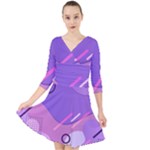 Colorful-abstract-wallpaper-theme Quarter Sleeve Front Wrap Dress