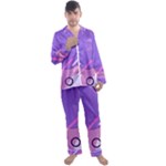 Colorful-abstract-wallpaper-theme Men s Long Sleeve Satin Pajamas Set