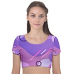 Colorful-abstract-wallpaper-theme Velvet Short Sleeve Crop Top 