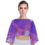 Colorful-abstract-wallpaper-theme Tie Back Butterfly Sleeve Chiffon Top