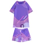 Colorful-abstract-wallpaper-theme Kids  Swim Tee and Shorts Set