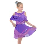 Colorful-abstract-wallpaper-theme Kids  Shoulder Cutout Chiffon Dress