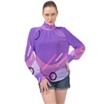Colorful-abstract-wallpaper-theme High Neck Long Sleeve Chiffon Top