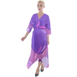 Colorful-abstract-wallpaper-theme Quarter Sleeve Wrap Front Maxi Dress