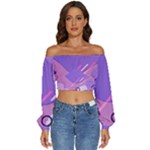 Colorful-abstract-wallpaper-theme Long Sleeve Crinkled Weave Crop Top