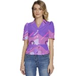 Colorful-abstract-wallpaper-theme Puffed Short Sleeve Button Up Jacket