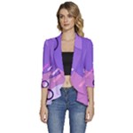 Colorful-abstract-wallpaper-theme Women s 3/4 Sleeve Ruffle Edge Open Front Jacket