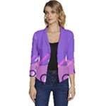 Colorful-abstract-wallpaper-theme Women s Casual 3/4 Sleeve Spring Jacket