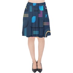 Gradient Geometric Shapes Dark Background Velvet High Waist Skirt by Salman4z