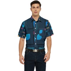 Gradient Geometric Shapes Dark Background Men s Short Sleeve Pocket Shirt  by Salman4z