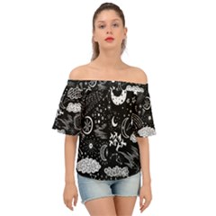 Vector-set-sketch-drawn-with-space Off Shoulder Short Sleeve Top by Salman4z